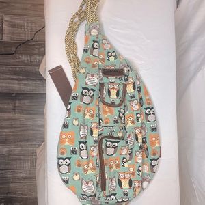 Owl Print Rope Sling Bag